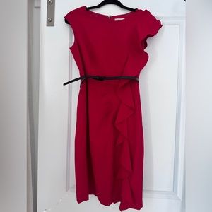Calvin Klein cocktail/work dress with belt and cute frills